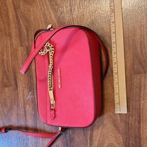 Michael Kors Red Jetset Large Saffiano Crossbody Bag